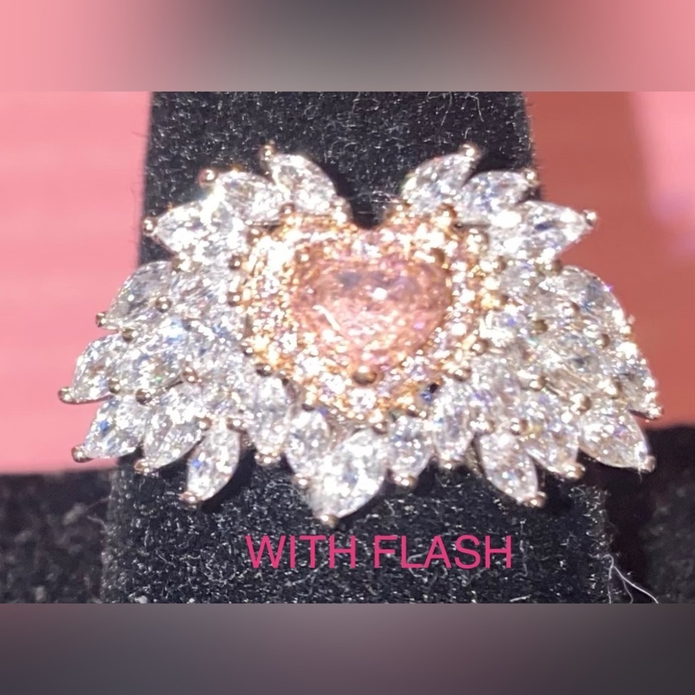 COPY - NWOT marked 925 tourmaline w/ CZ all around in wing shape in pink box